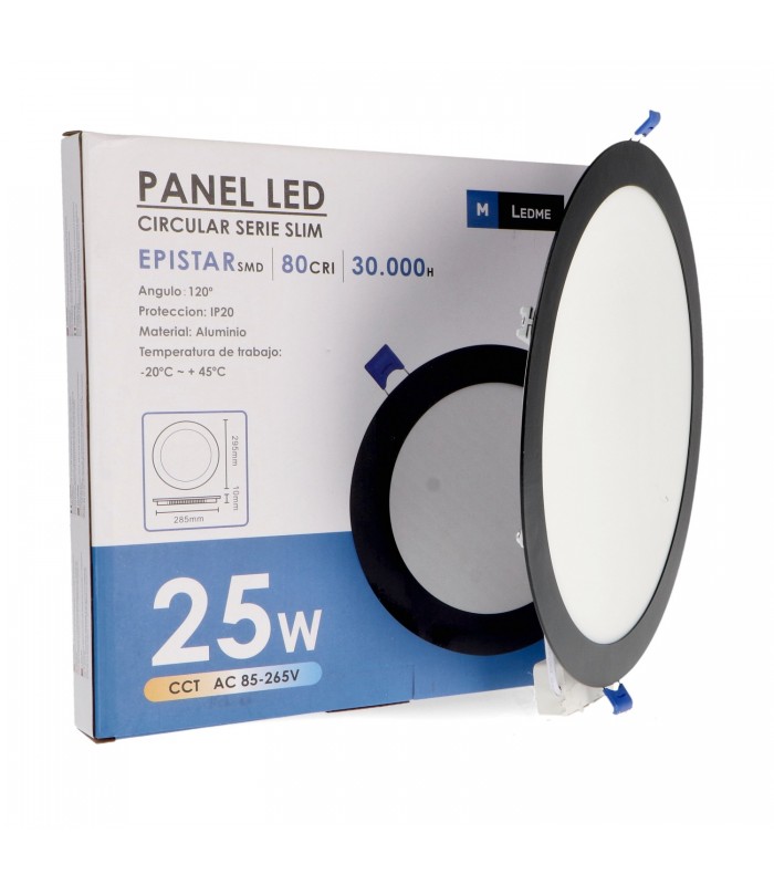 Downlight Led 25W 2500Lm IP20 Redondo Negro CCT