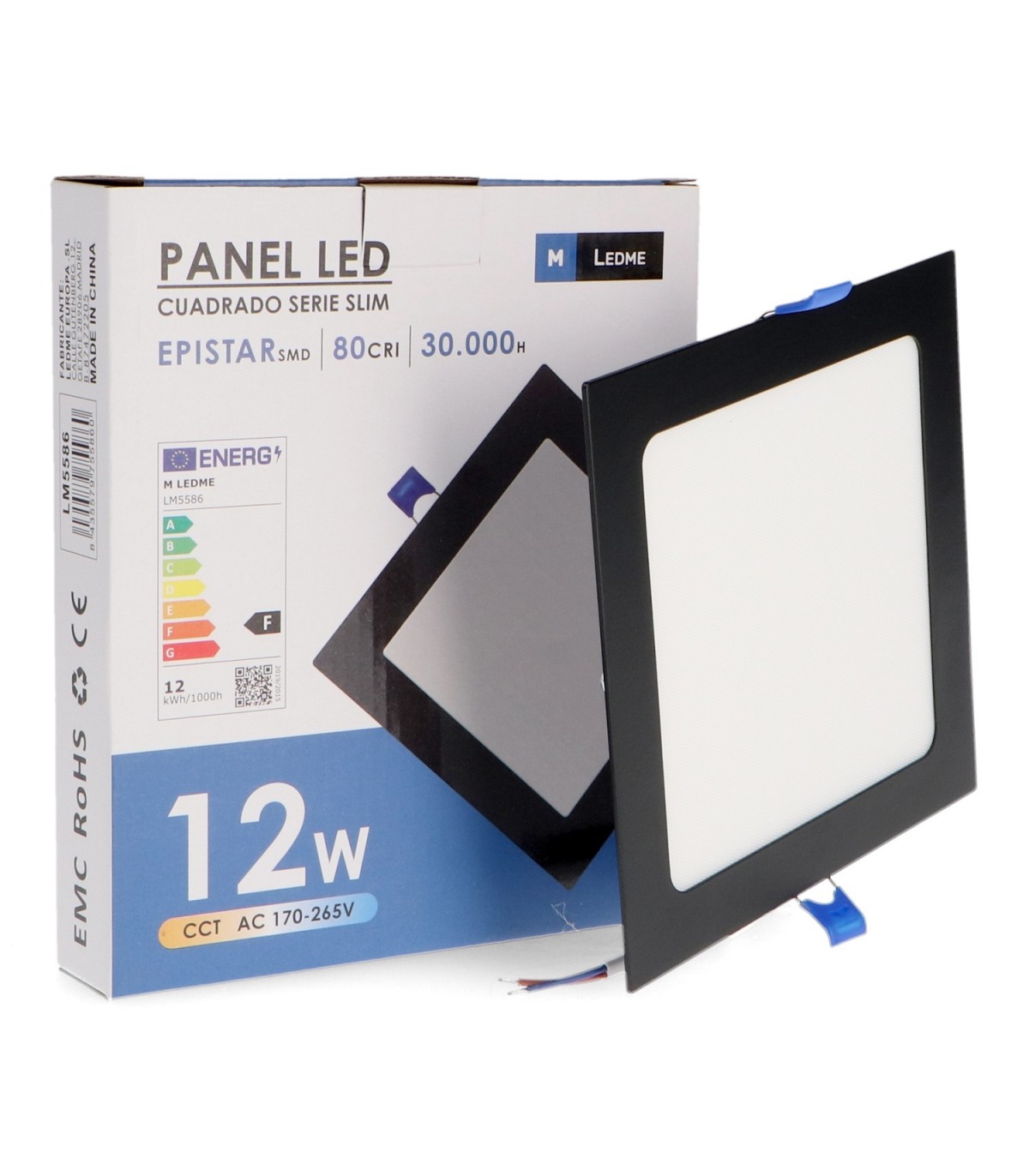Downlight Led 12W 1200Lm IP20 Cuadrado Negro CCT