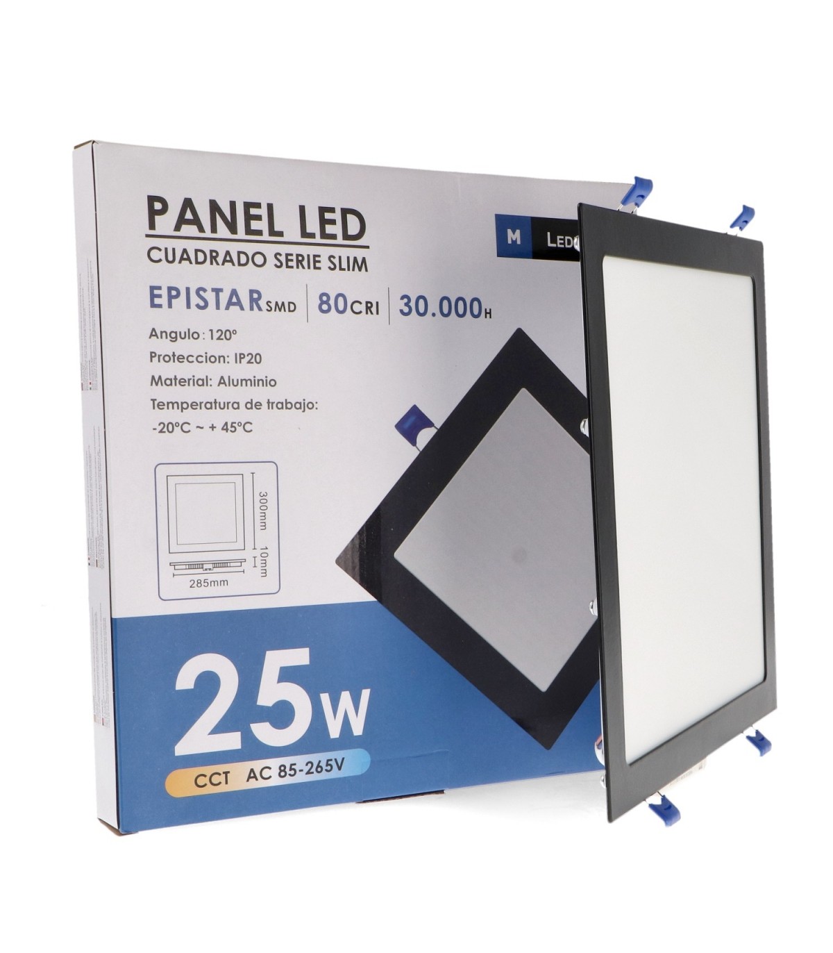 Downlight Led 25W 2500Lm IP20 Cuadrado Negro CCT