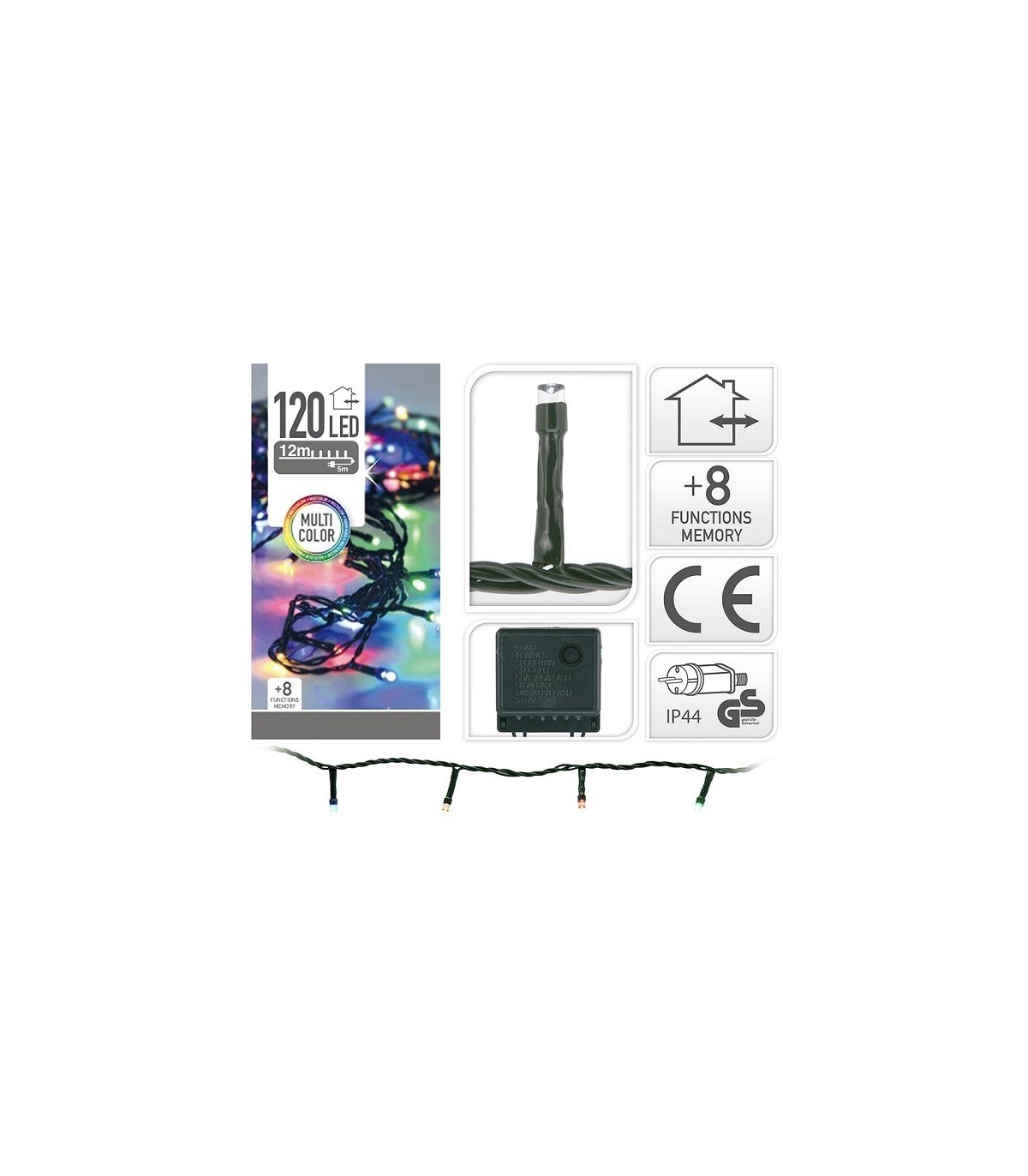 Guirnalda 120LED Multifun. 12M IP44 