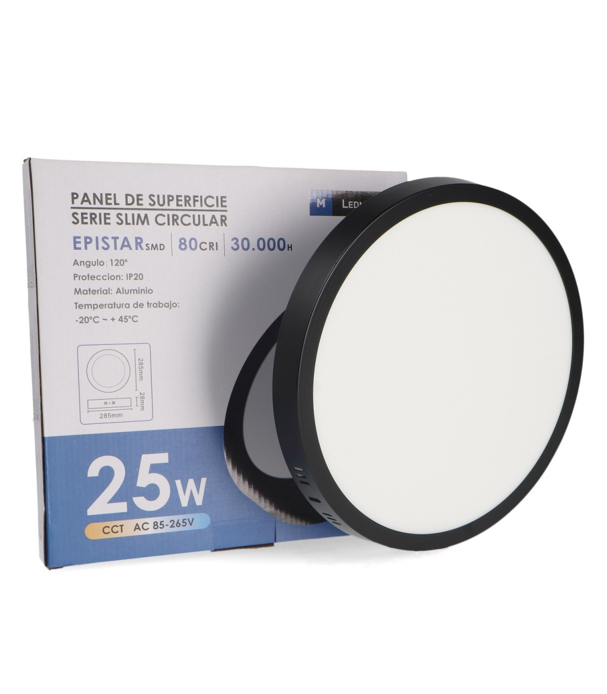 Plafón Superficie Led 25W 2500LM IP20 Redondo Negro CCT