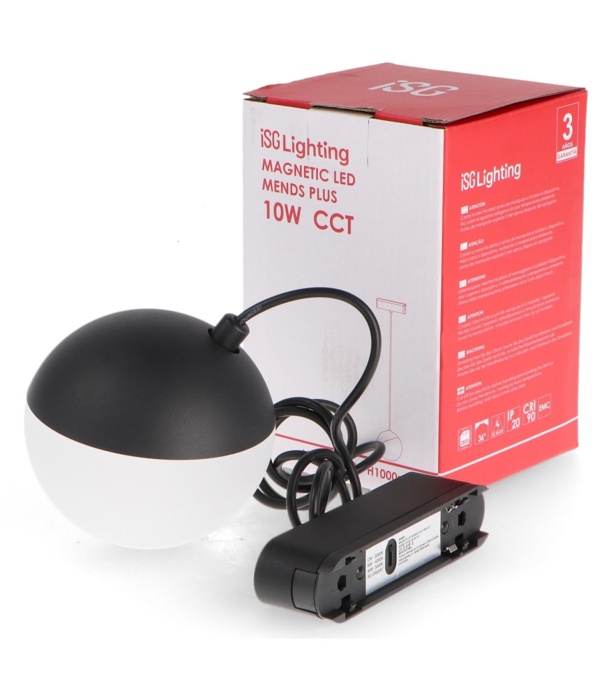 Foco Led Magnético Mends Colgante Serie 5Mm 42V 10W 1000Lm 36º Negro CCT