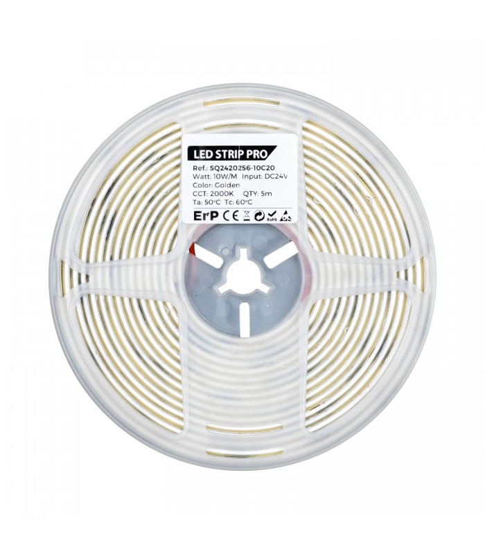 Tira Flexible PRO COB 10W 1100Lm/M 256Led/m IP20 DC24V -5 Metros-