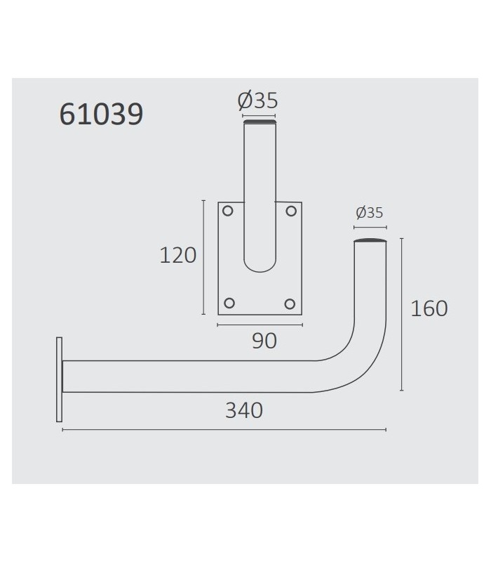 Soporte Pared Tipo L (340x160mm) D35mm
