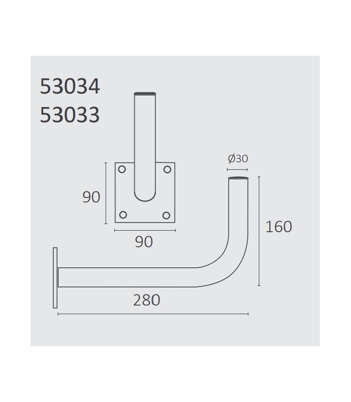 Soporte Pared Tipo L (280x160mm) D30mm