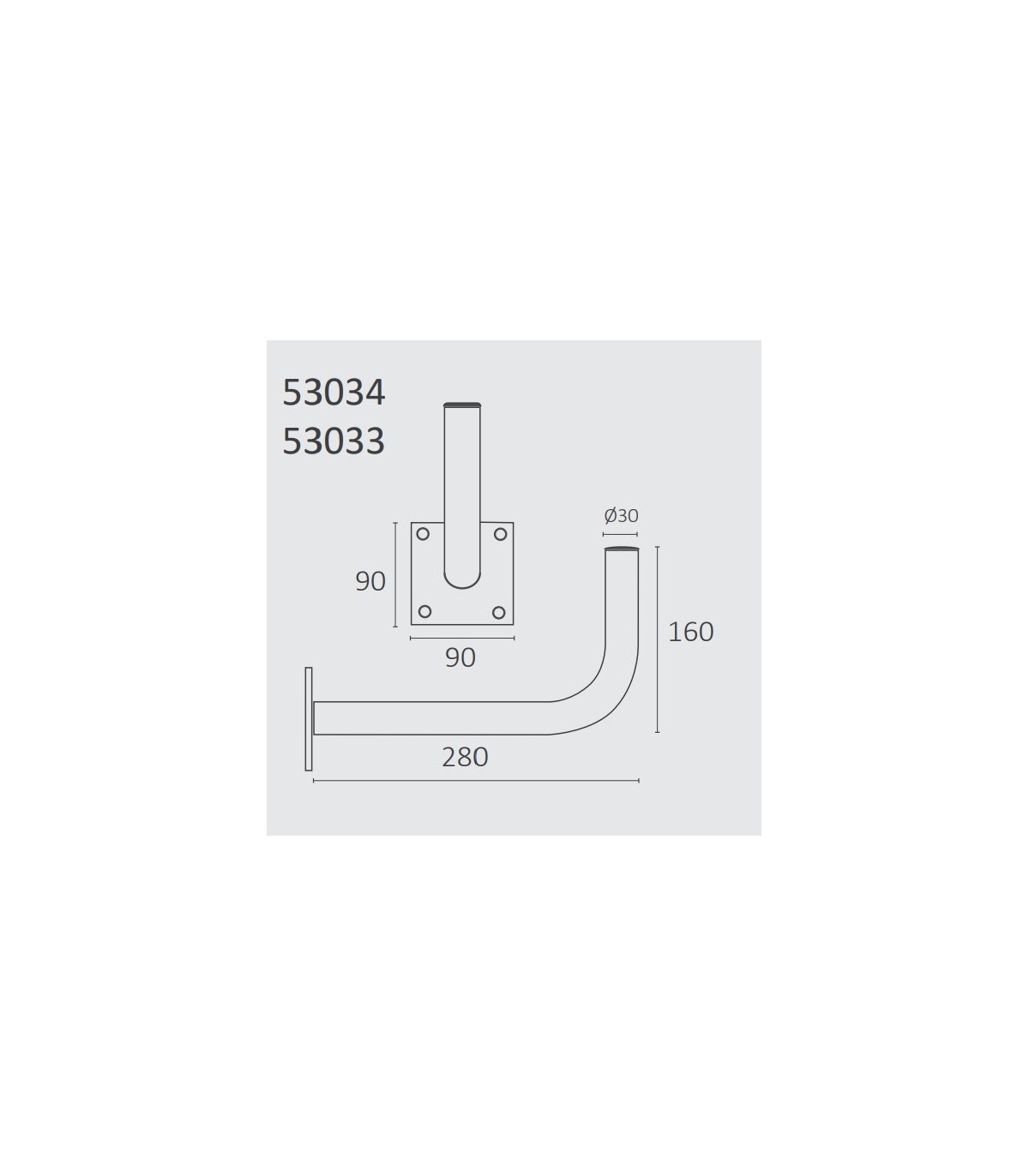 Soporte Pared Tipo L (280x160mm) D30mm