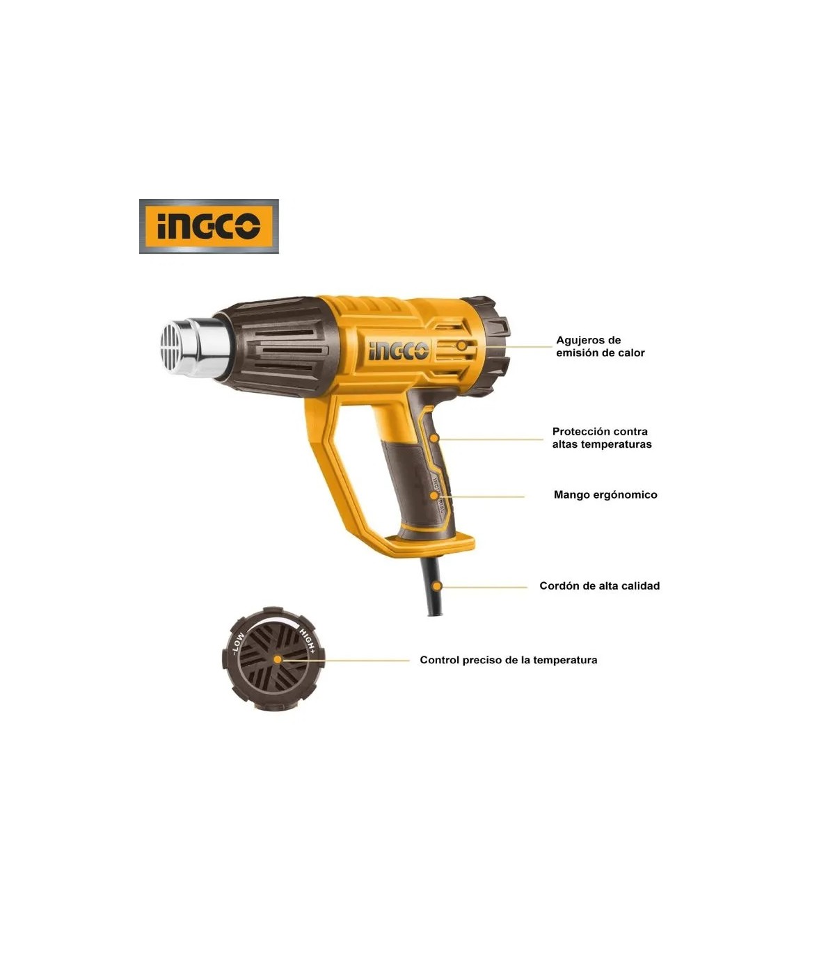 Pistola Aire Caliente 2000W Regulable