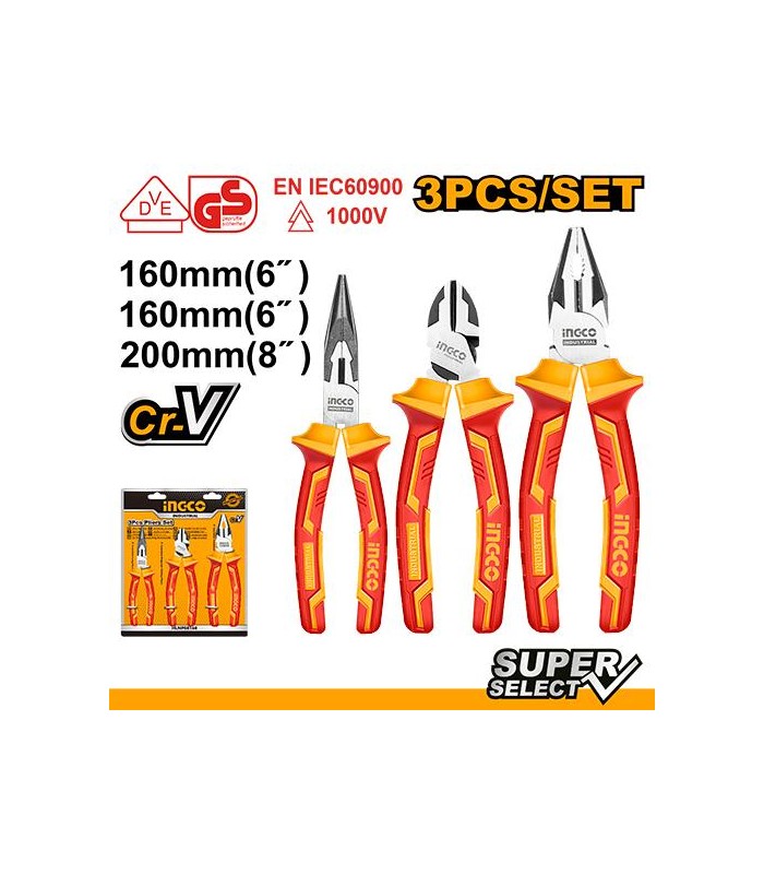 Juego Alicates Electricista 6" 6" 8" VDE