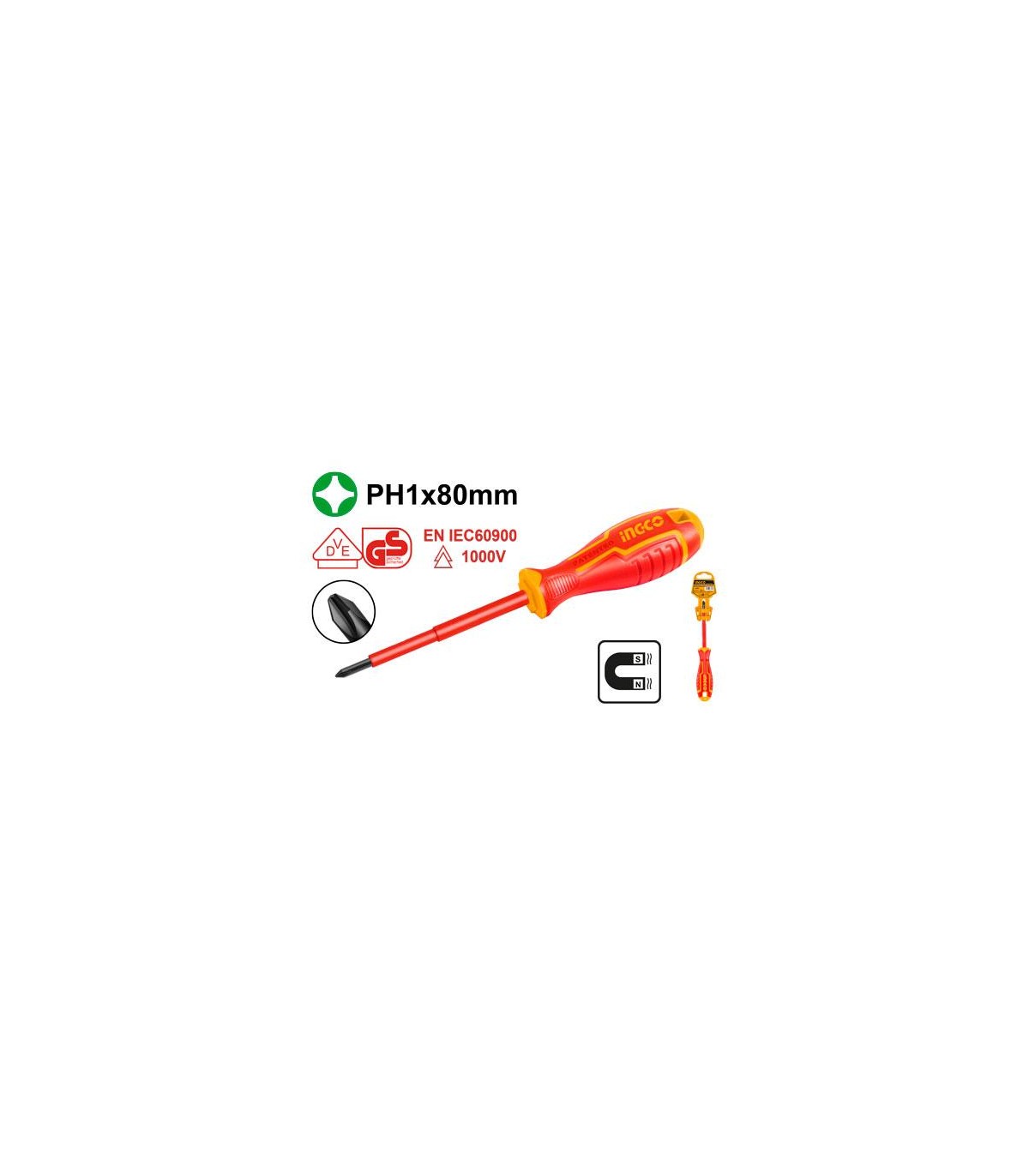Destornillador Electricista VDE Phillips 1x80mm