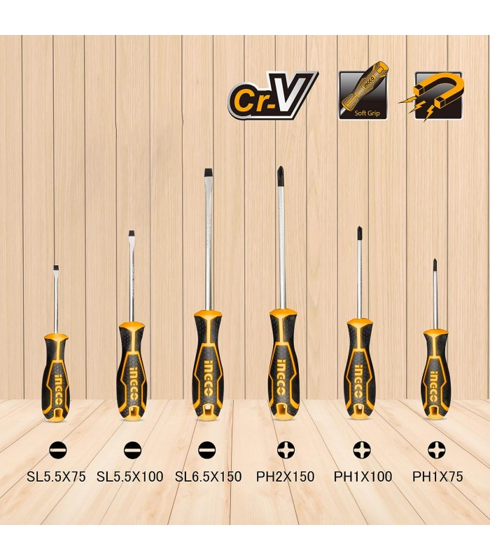 Juego 6 Destornilladores 3 Planos + 3 Phillips