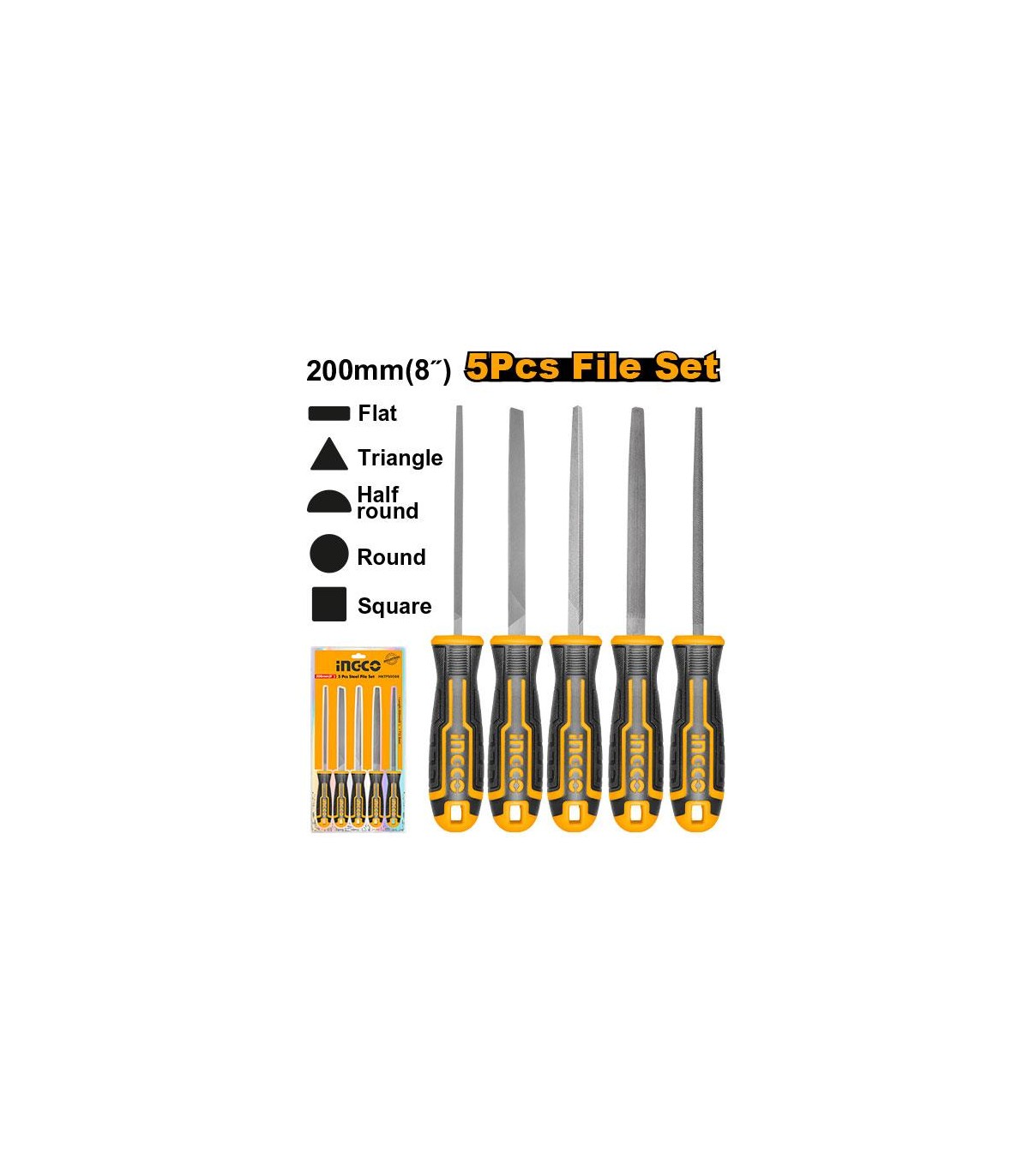 Juego 5 Limas 5X8" L200mm