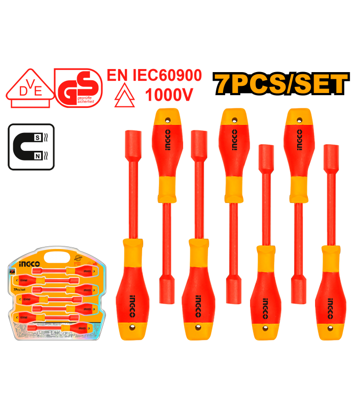 Juego 7 Destornilladores Tuerca Hexagonales Electricista VDE