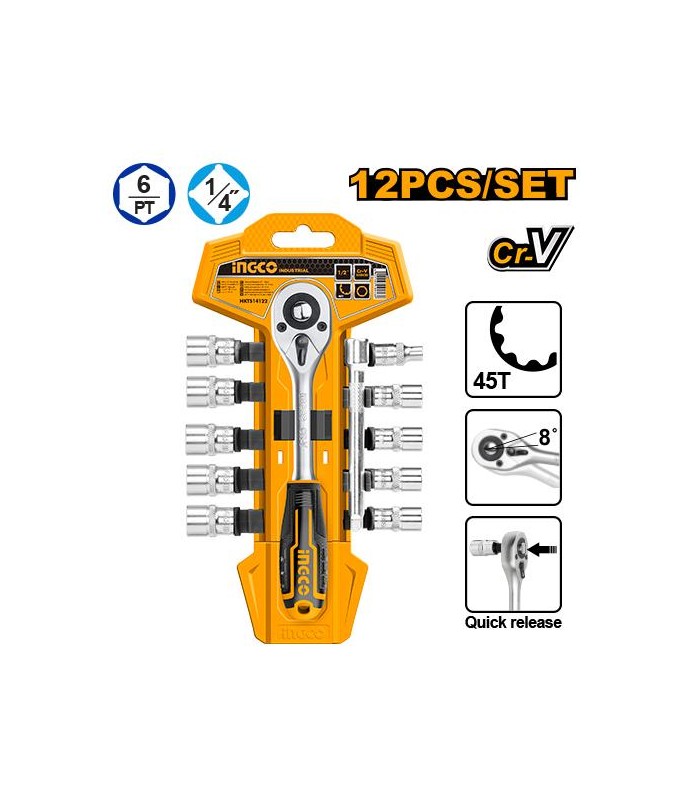 Juego de Vasos 12 Piezas Llave Crique 1/4"