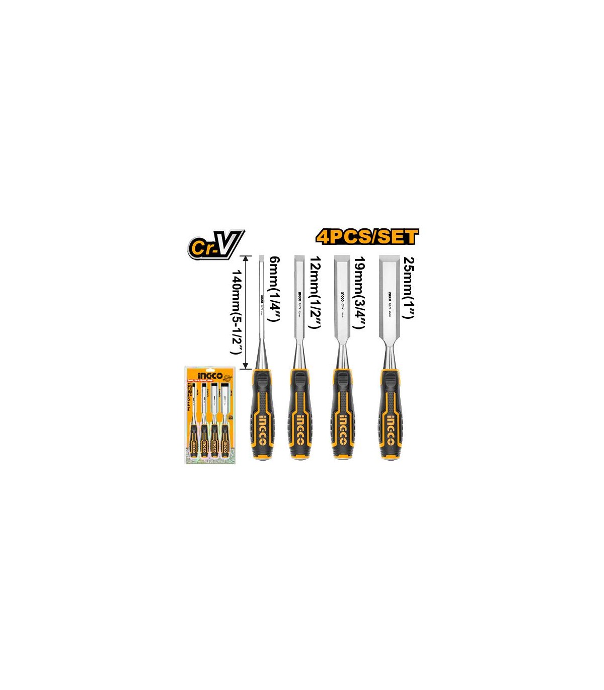 Juego 4 Formones 6MM/12MM/19MM/25MM