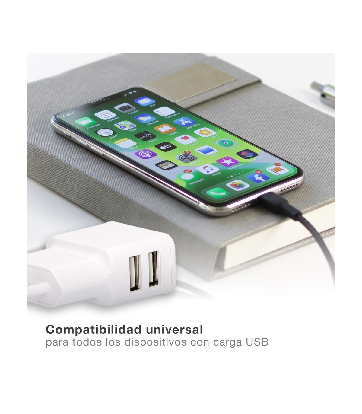 Cargador 230V A 2 USB Tipo A 5V/2A 10W
