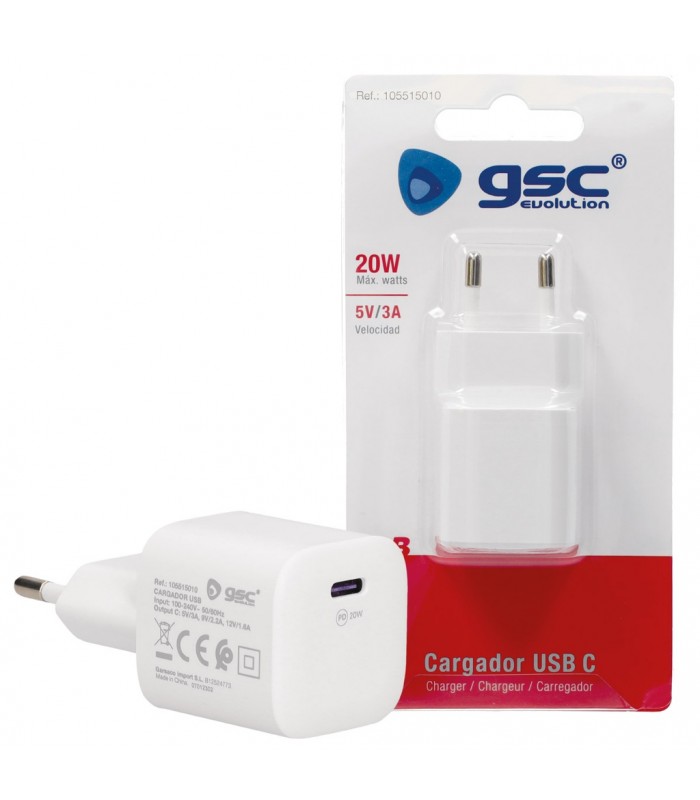 Cargador 230V A USB Tipo C 5V/3A 20W