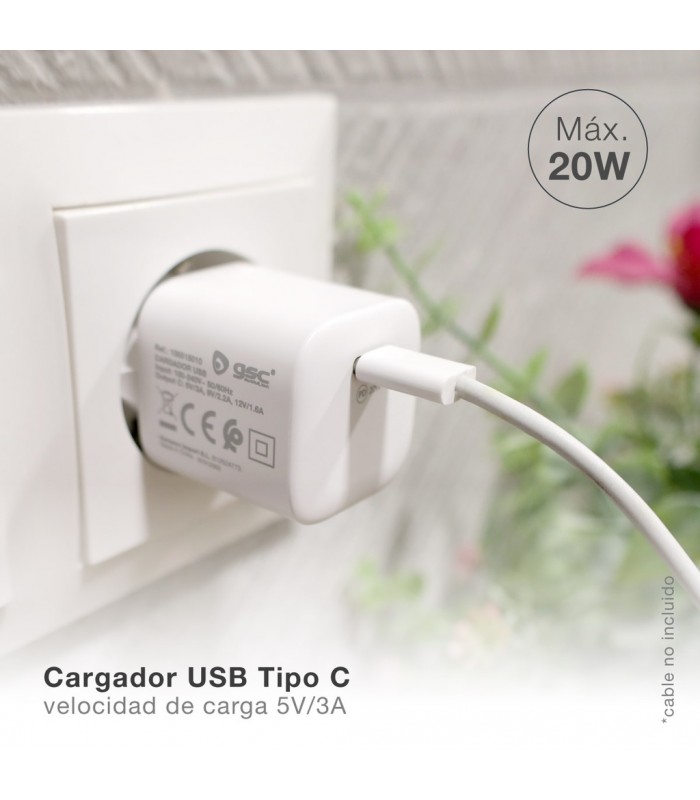 Cargador 230V A USB Tipo C 5V/3A 20W