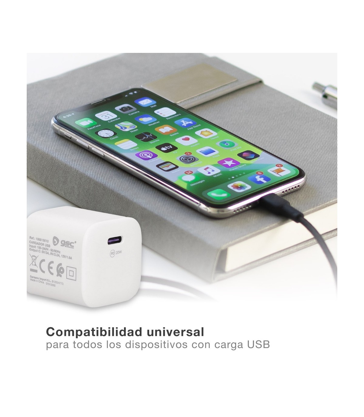 Cargador 230V A USB Tipo C 5V/3A 20W