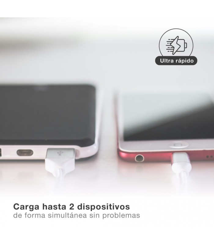 Cargador 230V A GaN USB Tipo C + A 5V/3A 30W