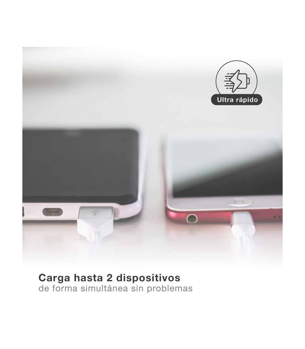 Cargador 230V A GaN USB Tipo C + A 5V/3A 30W