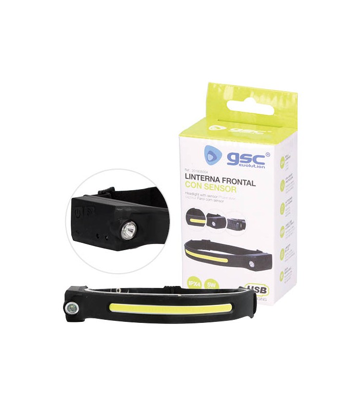 Linterna cabeza LED COB 5W 300Lm con sensor