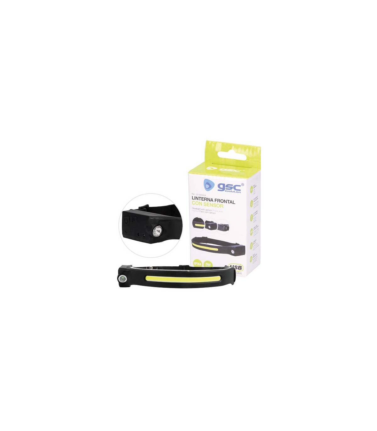Linterna cabeza LED COB 5W 300Lm con sensor