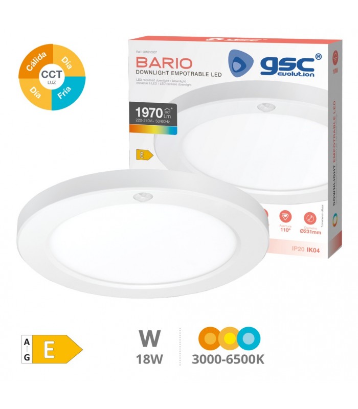 Downlight Led BARIO Con Sensor 18W 1970LM IP20 CCT