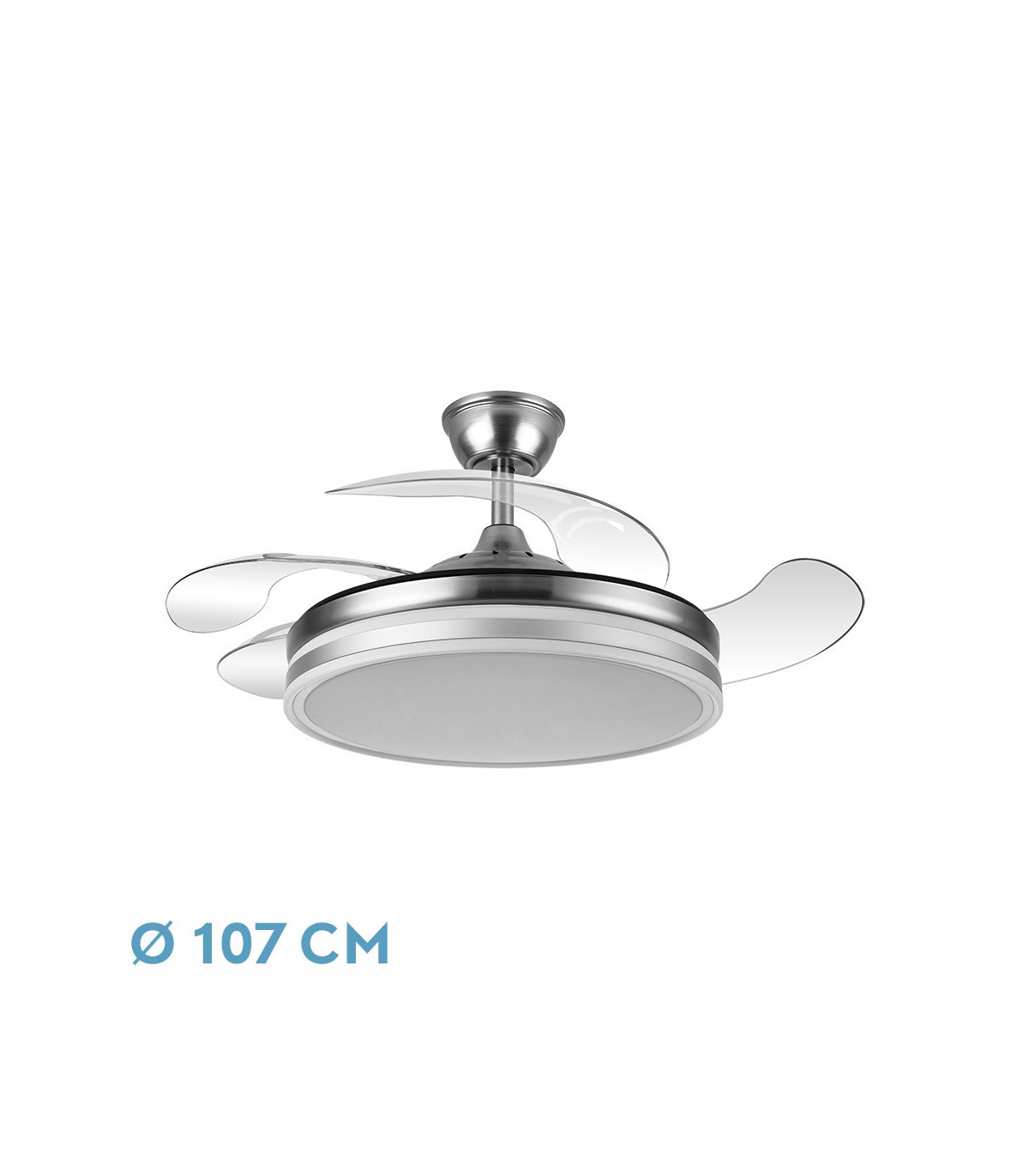 Ventilador Bayomo DC 59W 6980Lm 4 Aspas Níquel CCT