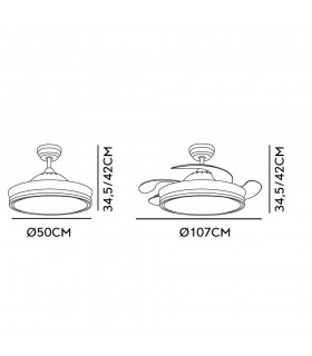 Ventilador Bayomo DC 59W 6980Lm 4 Aspas Níquel CCT
