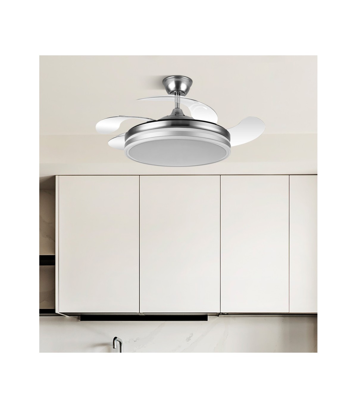 Ventilador Bayomo DC 59W 6980Lm 4 Aspas Níquel CCT