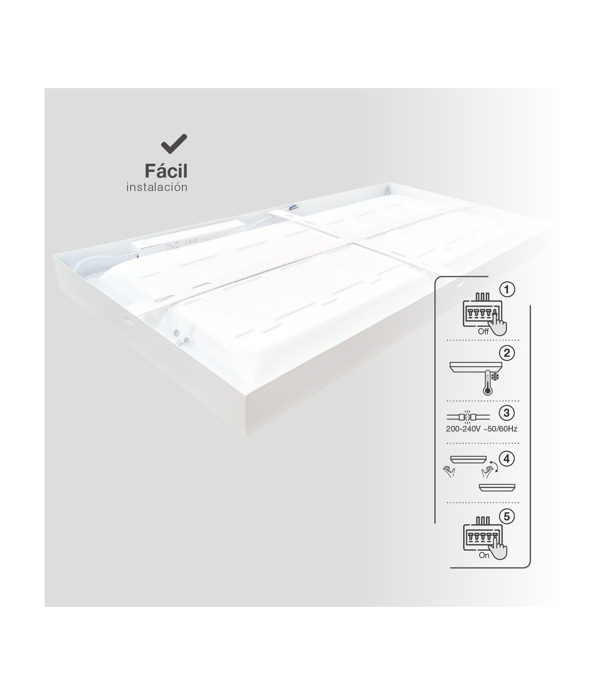 Plafón Superficie 36W 3600Lm 90x30cm Blanco
