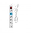 Base Múltiple 5 Tomas + USB-A + USB-C + Interruptor (3x1.5mm) 1.4m