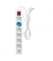Base Múltiple 6 Tomas + USB-A + USB-C + Interruptor (3x1.5mm) 1.4m