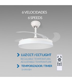 Ventilador WHITE HOOM DC 40W 2448Lm 4 Aspas CCT