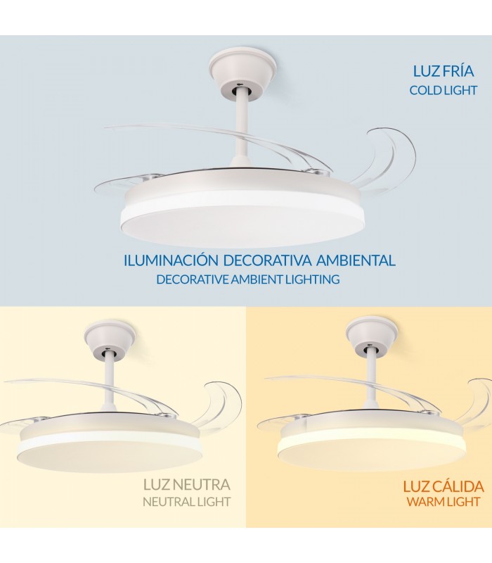 Ventilador WHITE HOOM DC 40W 2448Lm 4 Aspas CCT