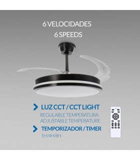 Ventilador BLACK COUNT DC 40W 2448Lm 4 Aspas CCT