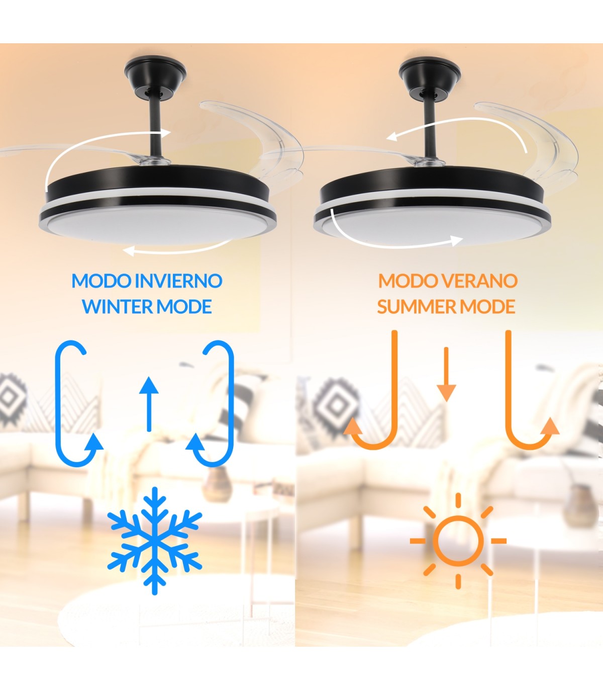 Ventilador BLACK COUNT DC 40W 2448Lm 4 Aspas CCT