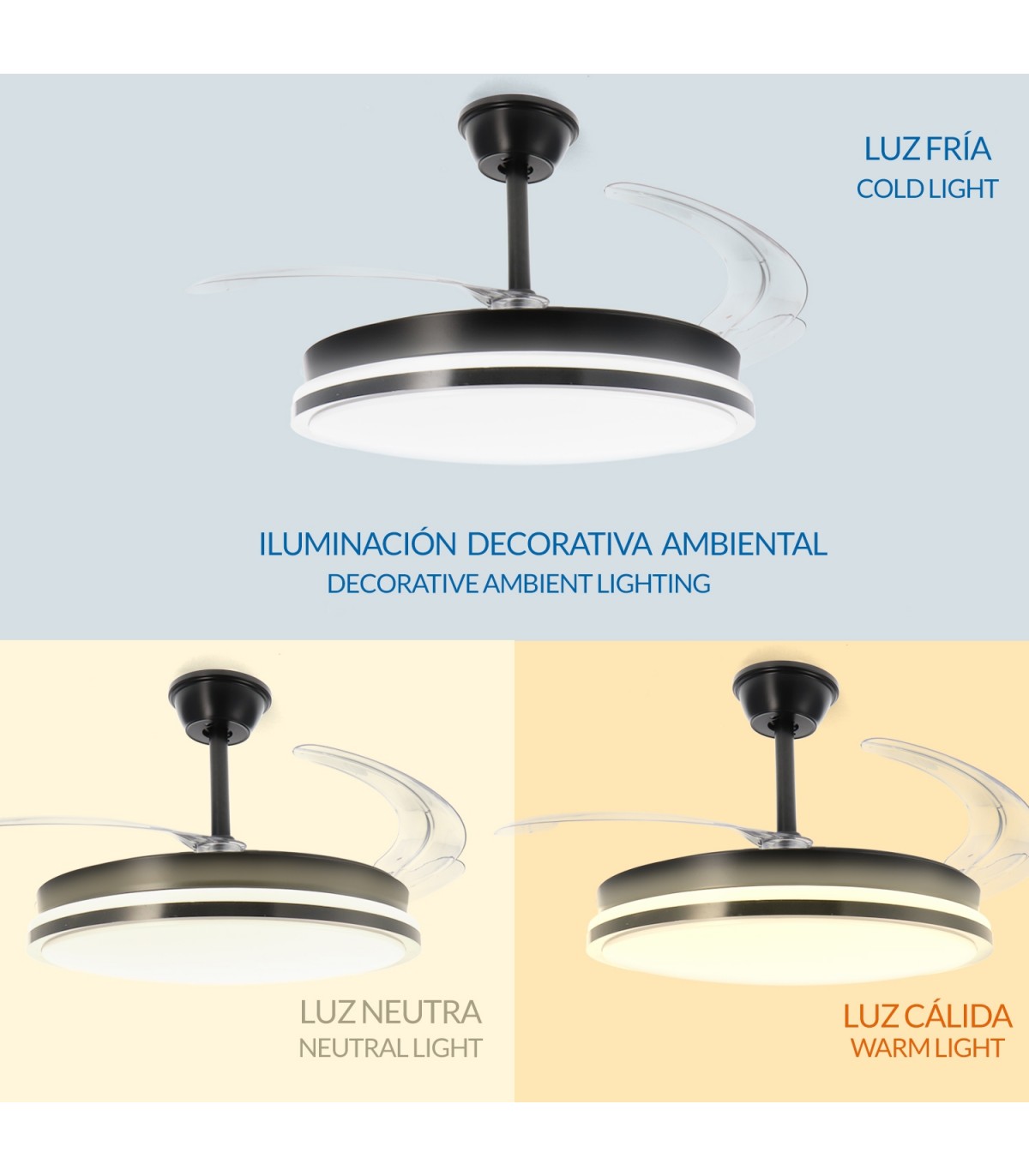 Ventilador BLACK COUNT DC 40W 2448Lm 4 Aspas CCT