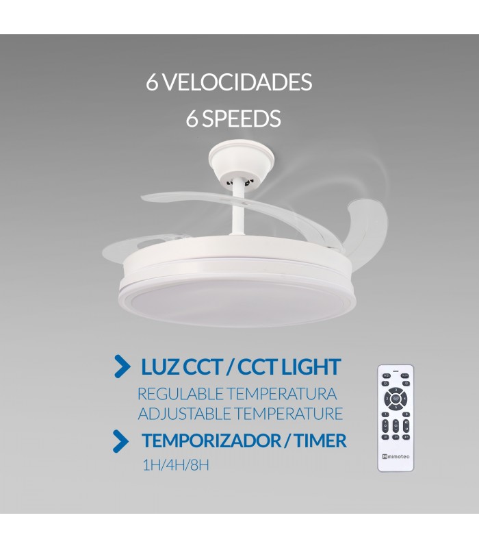 Ventilador WHITE OLGA DC 36W 4138Lm 4 Aspas CCT