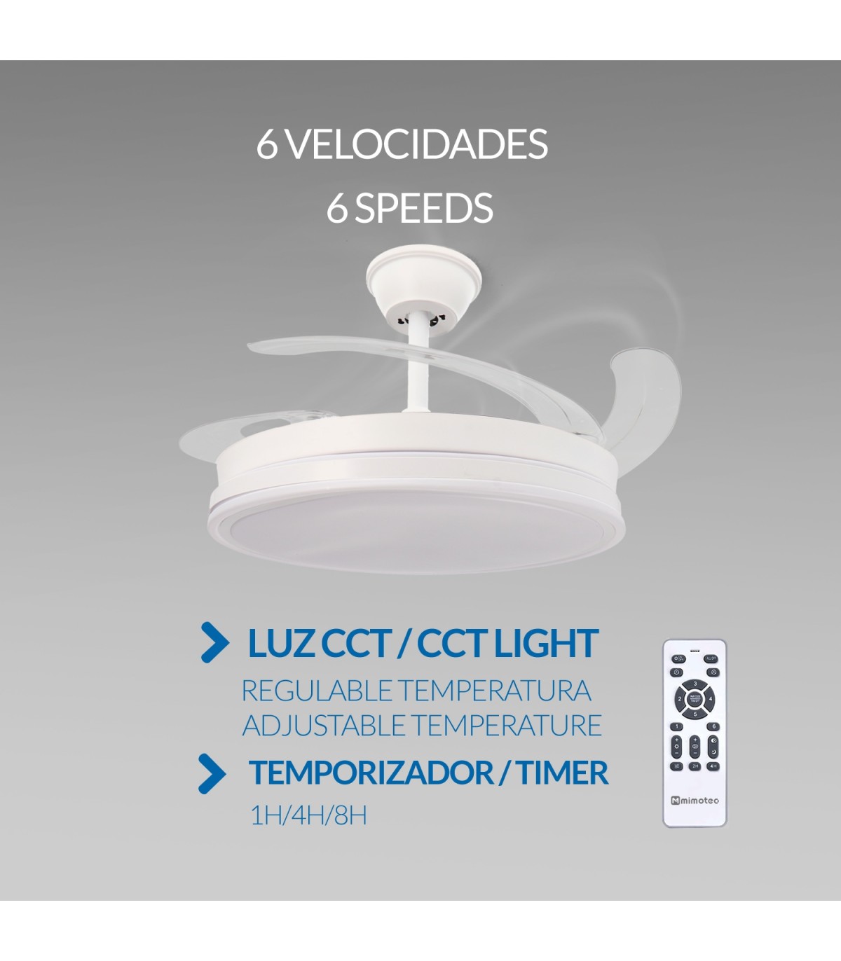 Ventilador WHITE OLGA DC 36W 4138Lm 4 Aspas CCT