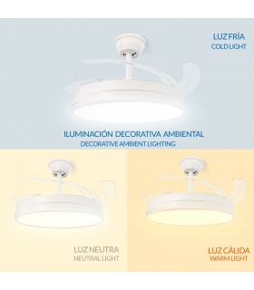 Ventilador WHITE OLGA DC 36W 4138Lm 4 Aspas CCT