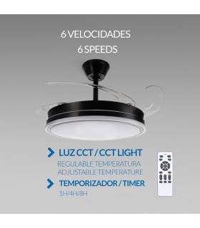 Ventilador BLACK OLGA DC 36W 4138Lm 4 Aspas CCT