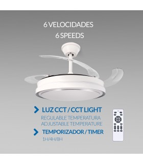Ventilador WHITE HOOD DC 40W 2448Lm 4 Aspas CCT