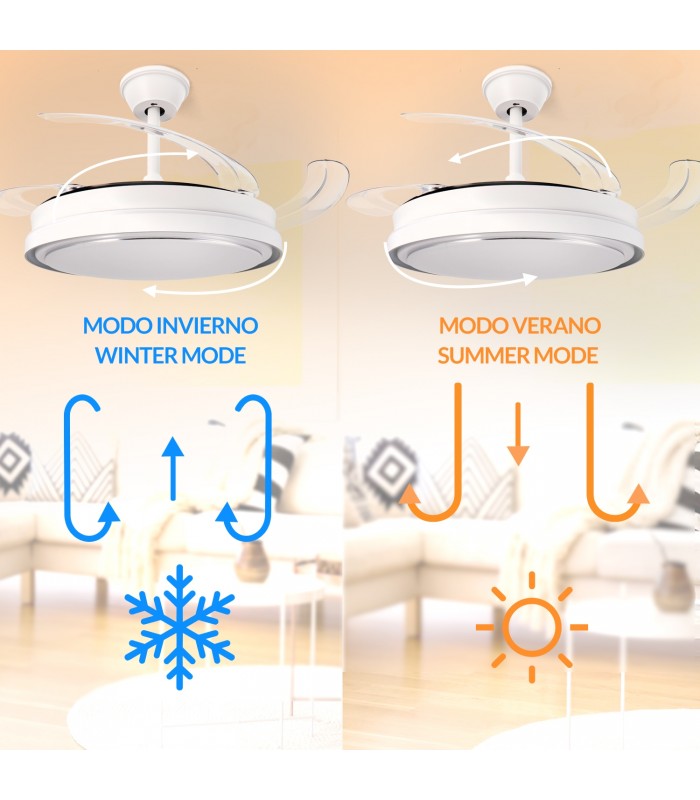 Ventilador WHITE HOOD DC 40W 2448Lm 4 Aspas CCT