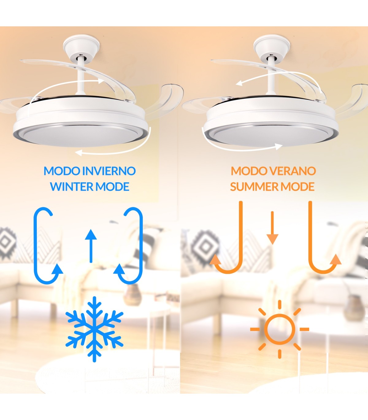 Ventilador WHITE HOOD DC 40W 2448Lm 4 Aspas CCT