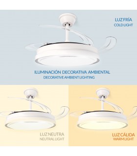 Ventilador WHITE HOOD DC 40W 2448Lm 4 Aspas CCT