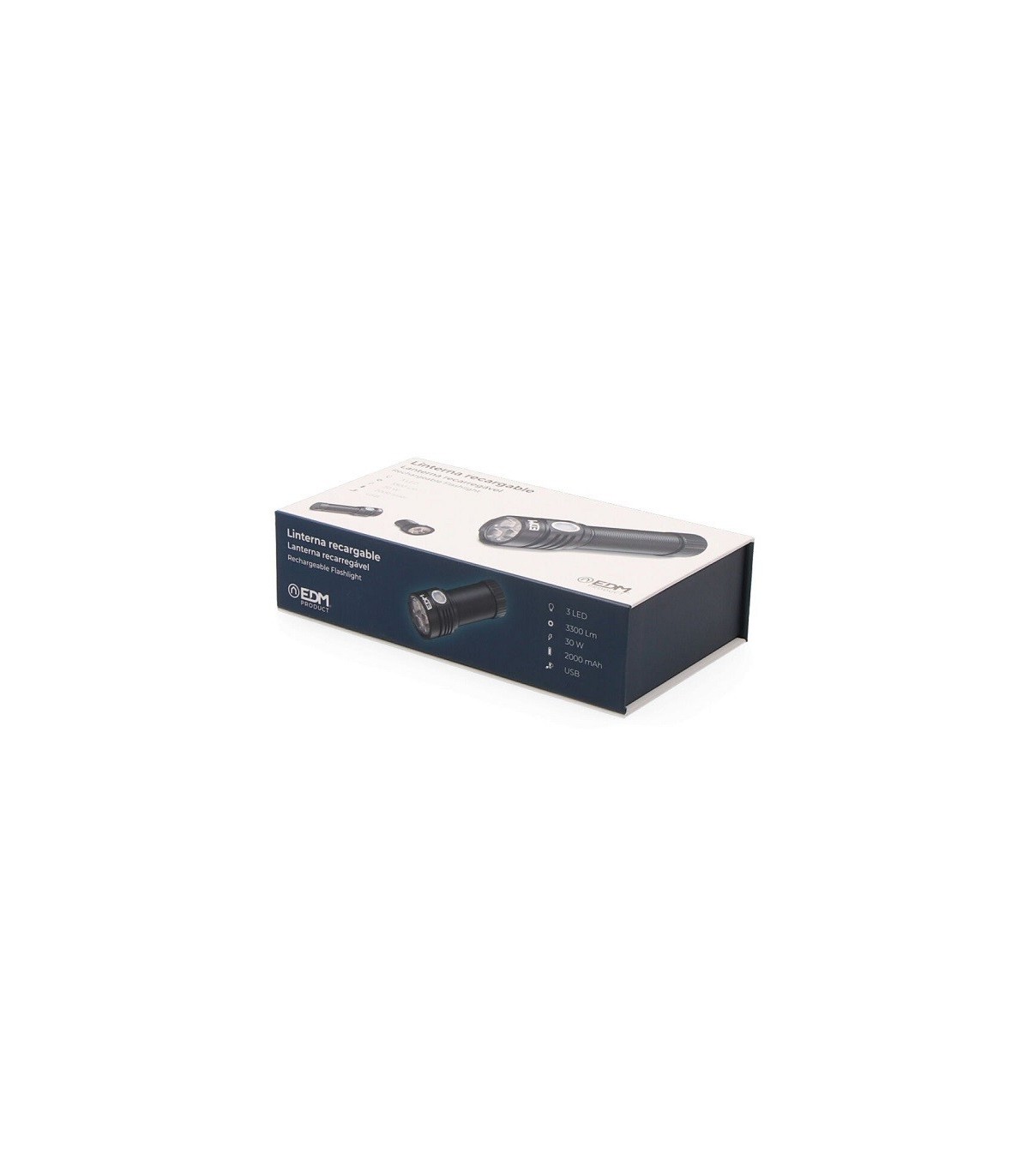 LINTERNA LED 30W FLASHLIGHT 3 X OSRAM RECARGABLE EDM