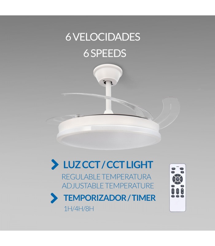 Ventilador WHITE OTAH STAR DC 40W 2448Lm 4 Aspas CCT