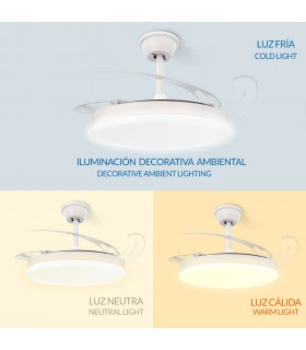 Ventilador WHITE OTAH STAR DC 40W 2448Lm 4 Aspas CCT