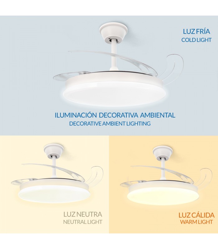Ventilador WHITE OTAH STAR DC 40W 2448Lm 4 Aspas CCT